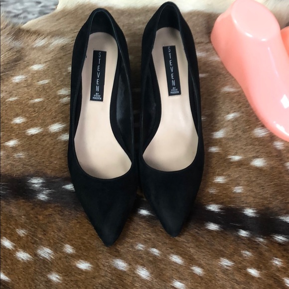 Steven By Steve Madden Buena Black Suede Heels Sz8 - Picture 5 of 8